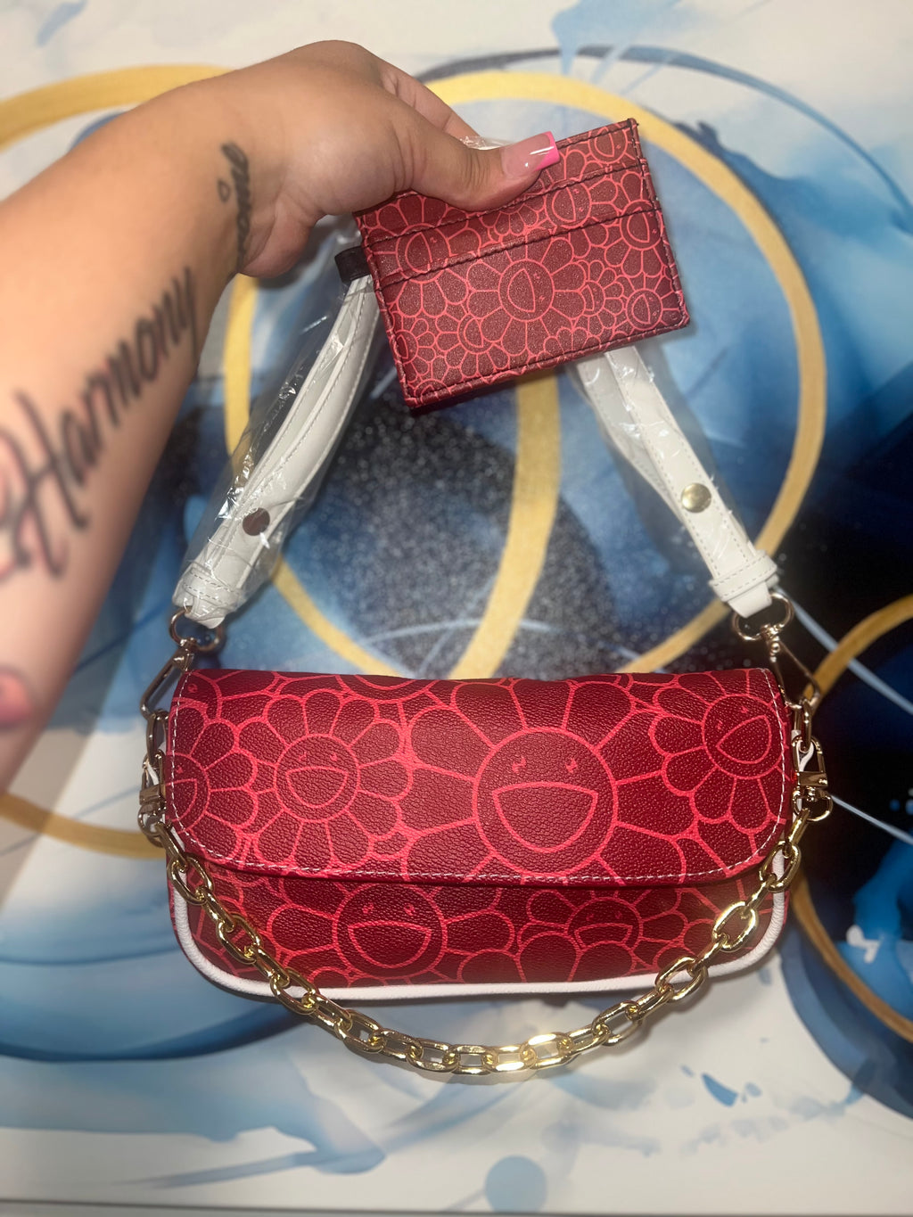 Fire red bag & wallet