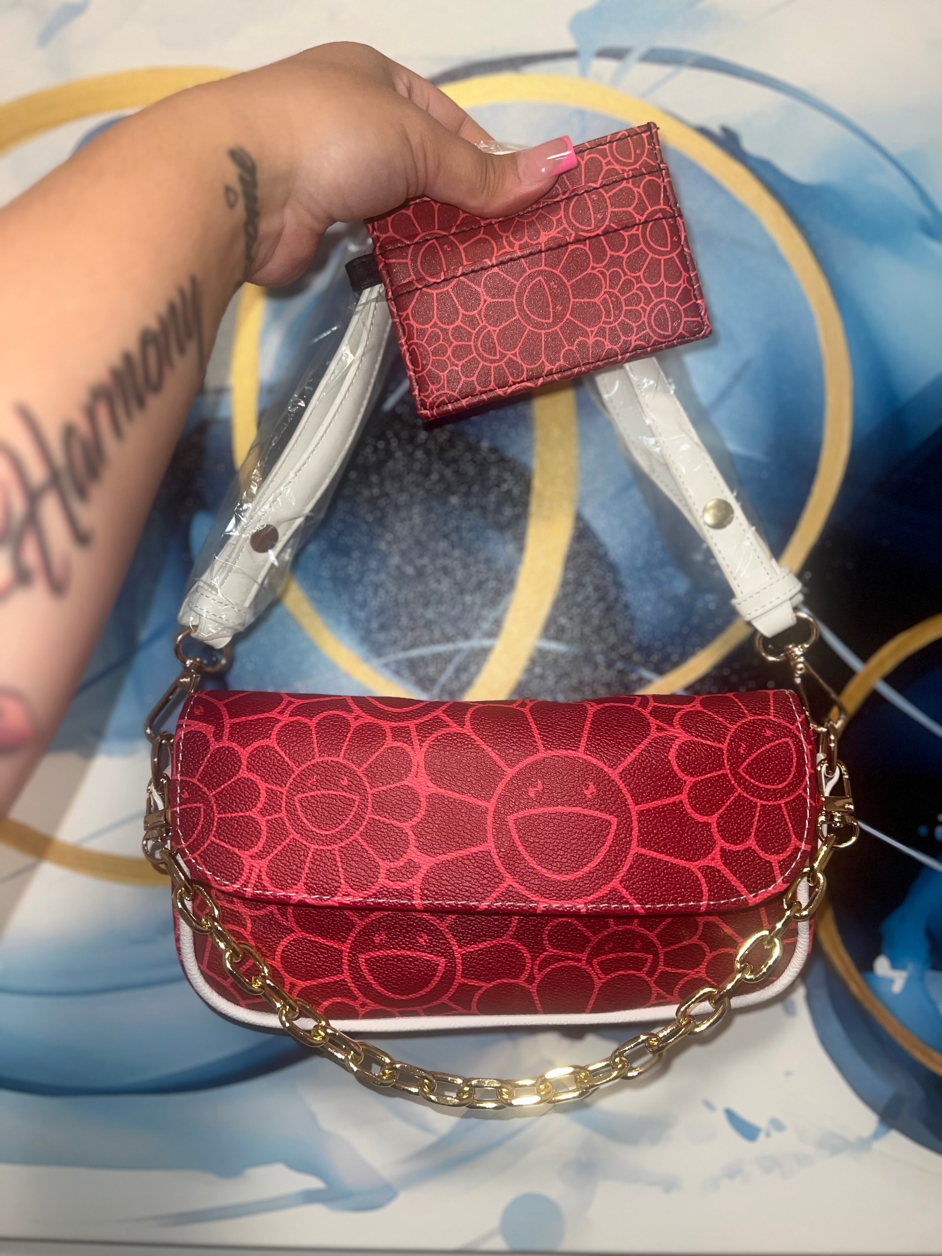 Fire red bag & wallet