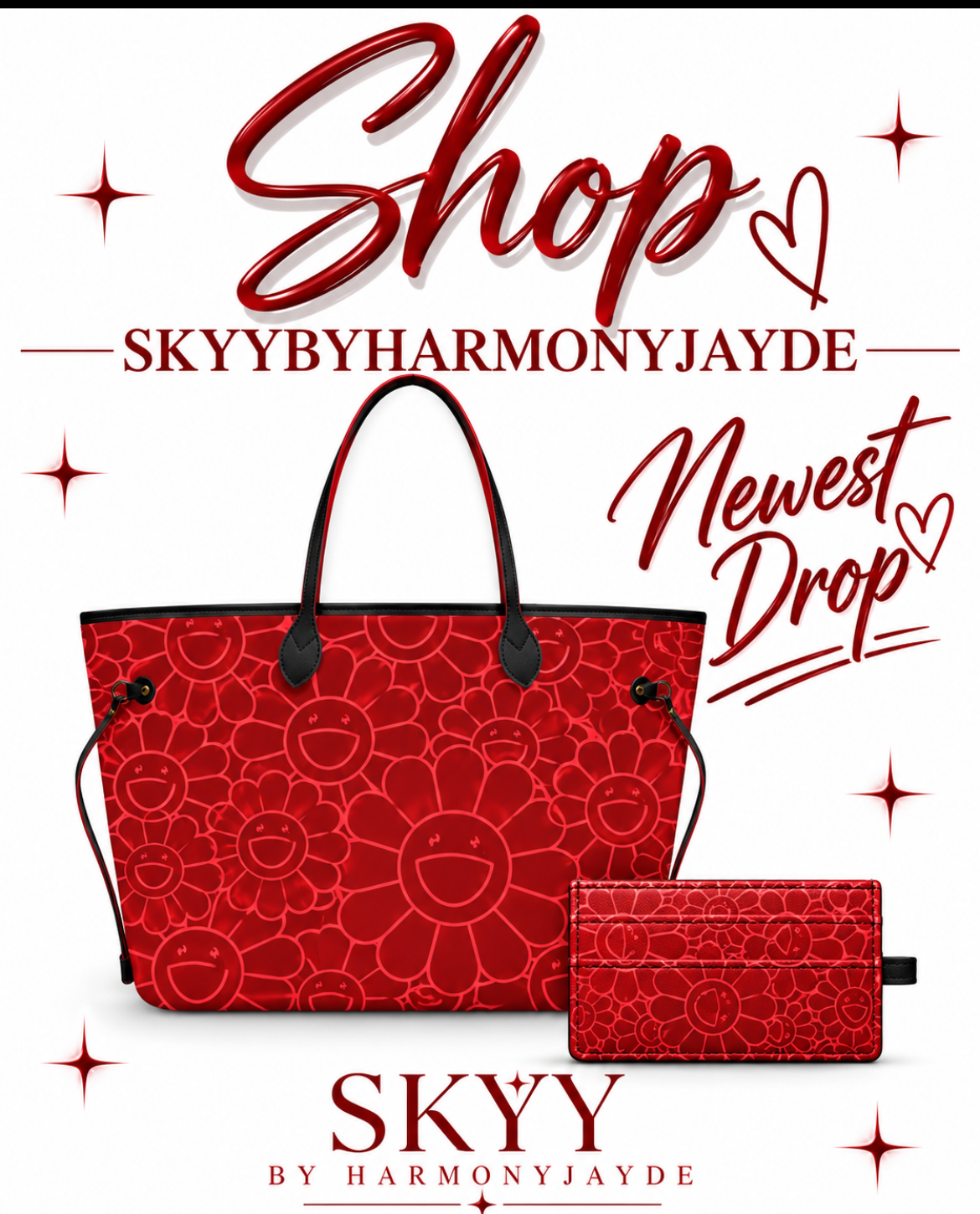 Red Baddie Tote x Card holder